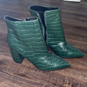 Marc Fisher Forest Crocodile-Embossed Booties